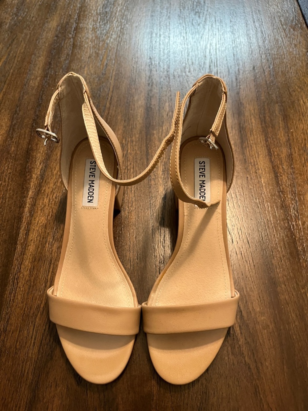 NWOT Steve Madden Beige/Nude Ankle-Strap Block Heel Irenee Sandals